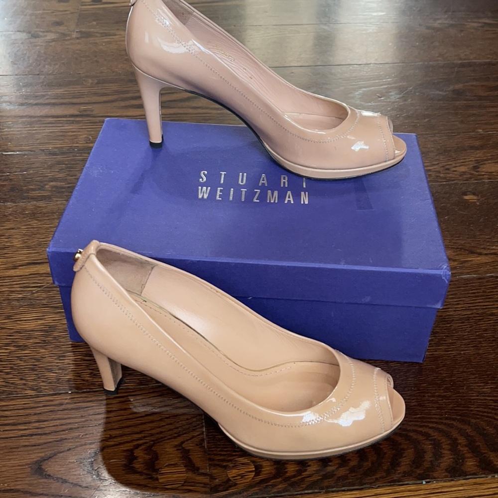 Stuart Weitzman Logo Plainfield Leather Heels 9